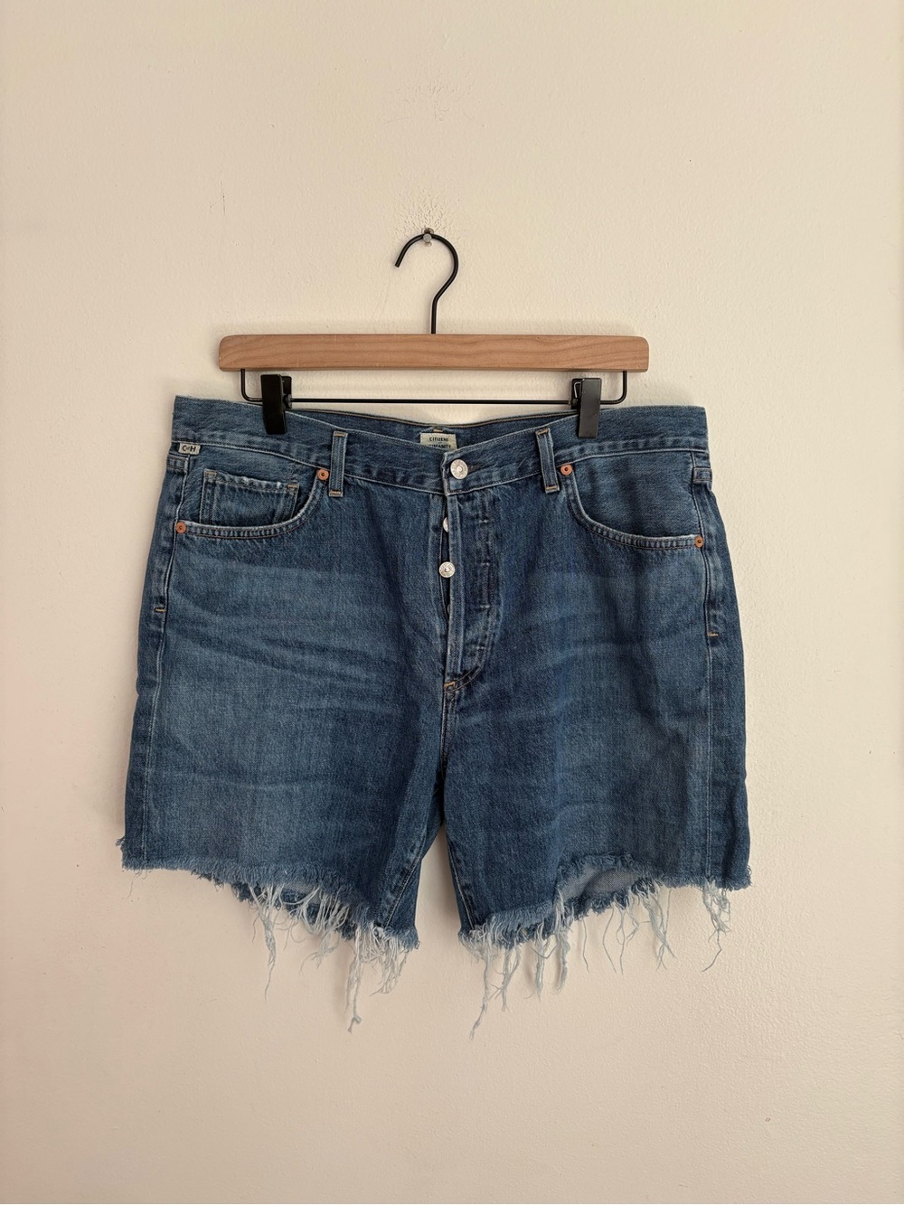 Citizens of Humanity Bailey Loose Fit Blue Denim Cutoff Shorts Cotton size 32